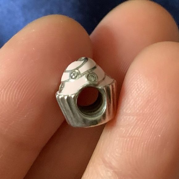 Retired Rare Pandora Pink Cupcake Bead Charm w/ CZ Stones EUC - Picture 5 of 8